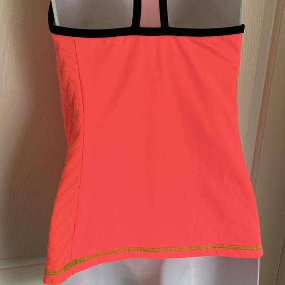 Trina Turk Neon Orange Lime Green Athletic Tank Top Inner Shelf Bra - Picture 10 of 11